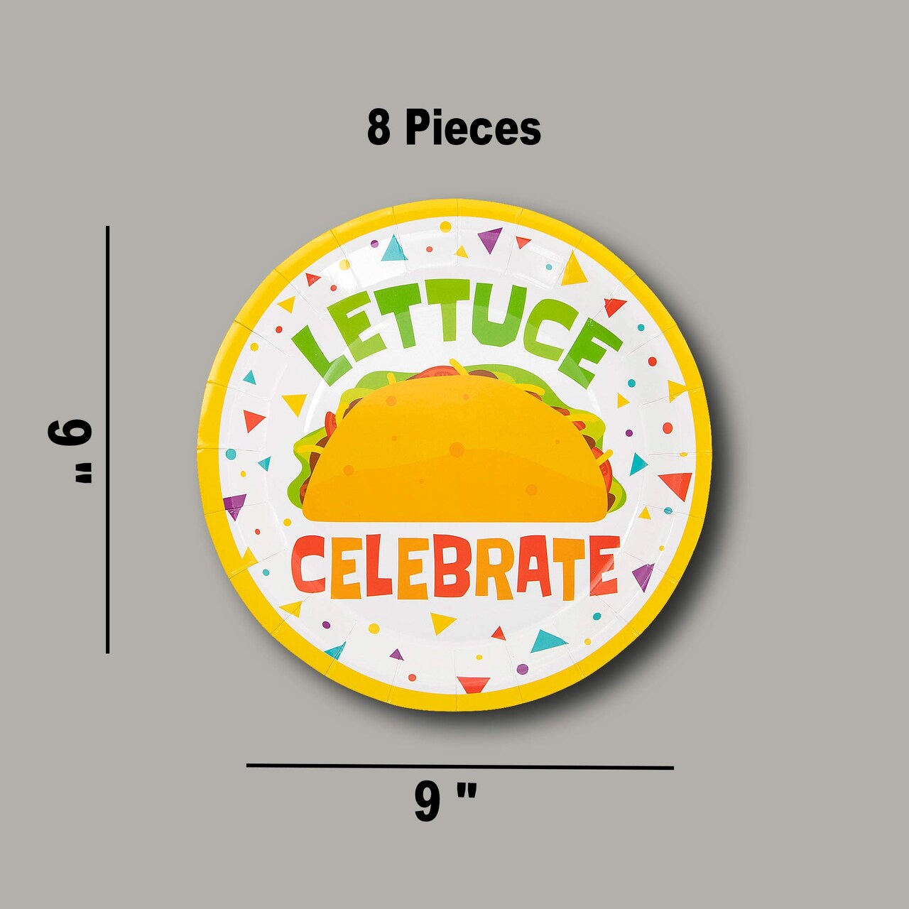 8 Count Lettuce Celebrate Taco Paper Plates 9 Inch Fiesta Party Supplies